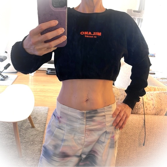 💕NWT Super Cute Black Long Sleeved Milano di Rouge Crop Top💕 - Picture 6 of 9